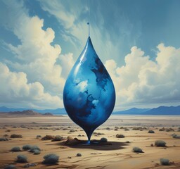 Obraz premium Illustration of water drop with spring environment.