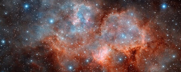 Naklejka premium Cosmic abstract background idea. Stunning cosmic landscape showcasing vibrant colors and distant galaxies.