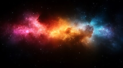 Naklejka premium Cosmic Nebula Displays Vibrant Red Orange And Blue Hues