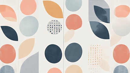 Abstract Geometric Design Featuring Circles Leaves and Shapes