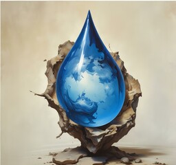 Obraz premium Illustration of water drop with spring environment.