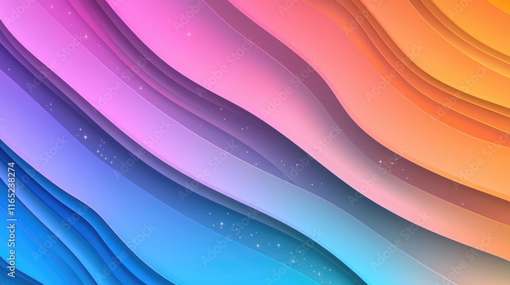 Poster cosmic abstract background idea. vibrant abstract waves in pink, orange, blue, creating a dynamic vi