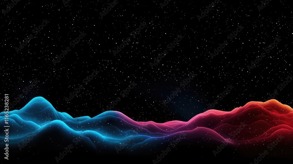 Aufkleber cosmic abstract background idea. vibrant abstract wave patterns blend blue and red colors with a dar