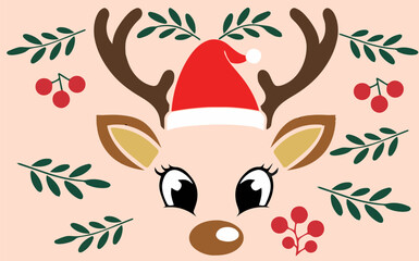 Christmas deer for Tshirt design 