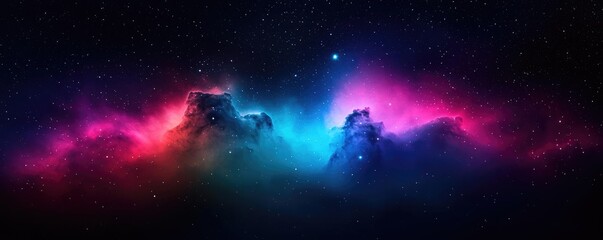 Fototapeta premium Cosmic abstract background idea. Vibrant cosmic landscape with colorful nebula and stars in deep space.