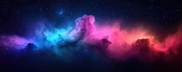 Fototapeta premium Cosmic abstract background idea. A vibrant nebula showcasing colorful gases in a starry cosmic landscape.