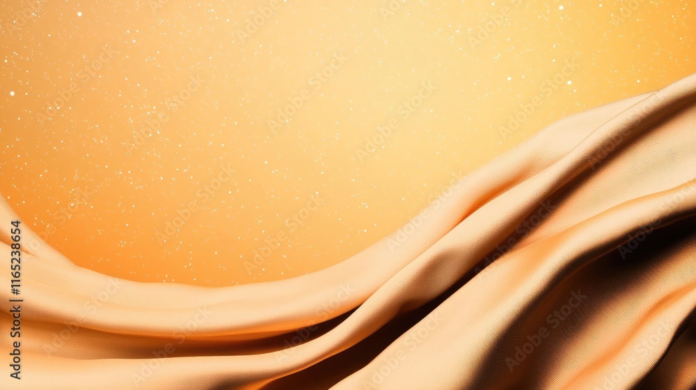 Poster cosmic abstract background idea. elegant flowing fabric in warm orange tones with soft textures and 