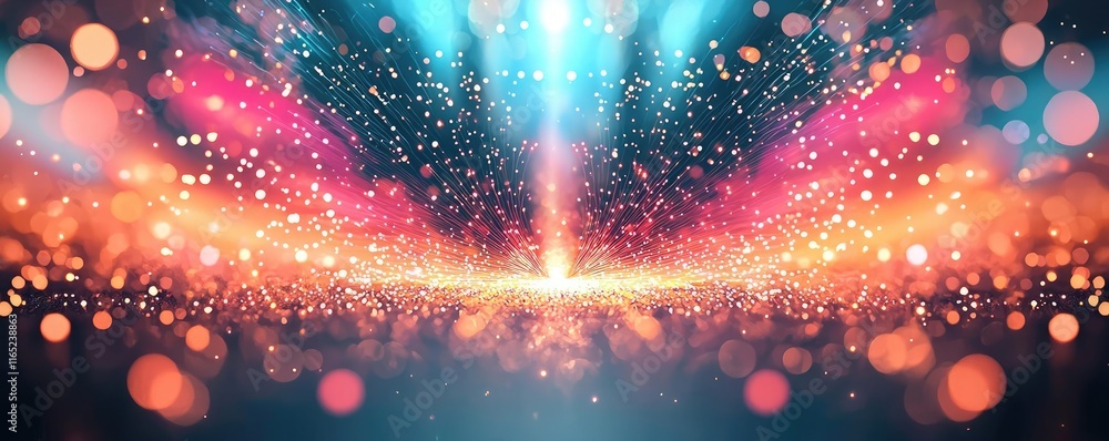 Poster fireworks abstract background concept. vibrant abstract background with colorful lights and sparklin