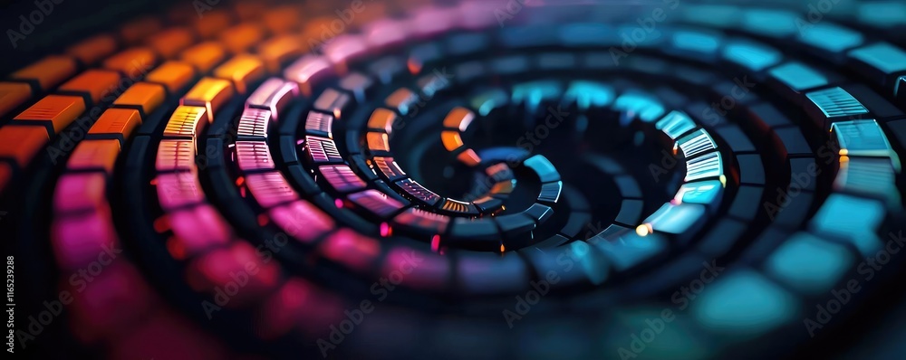 Poster circles abstract background concept. vivid abstract spiral design featuring colorful tiles in dynami