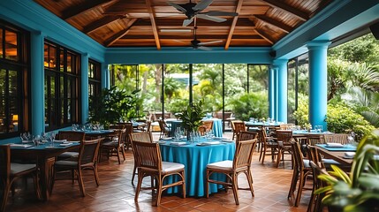 Tranquil Outdoor Dining Area With Tropical Views