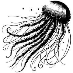 Jellyfish sketch silhouette © Breck