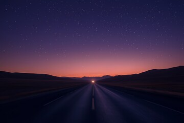 Fototapeta premium Night Highway Journey Under Starlit Sky