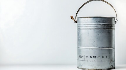 Vintage Metal Bucket with Measuring Scale