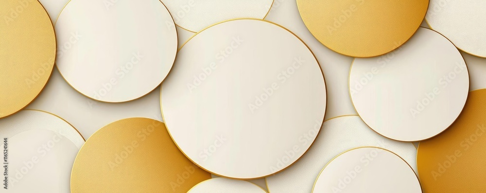 Poster circles abstract background concept. a seamless pattern of abstract circles in gold and cream tones,