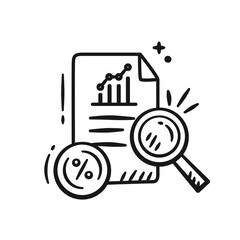 Tax rises doodle icon. Finance hand drawn outline sketch illustration of tax rises policy document review analysis.