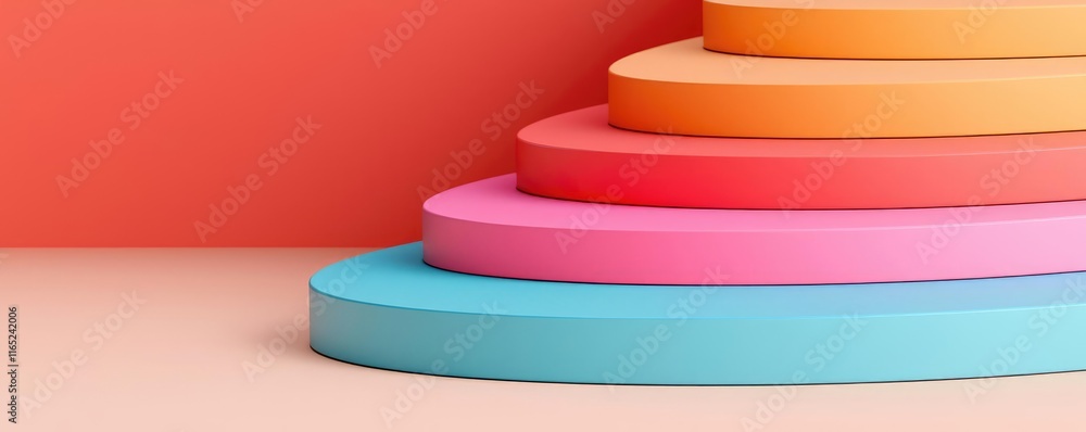 Poster circles abstract background concept. colorful geometric shapes stacked together, creating a vibrant 