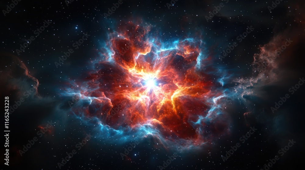Poster cosmic explosion event deep space digital art nebula environment stellar viewpoint celestial concept