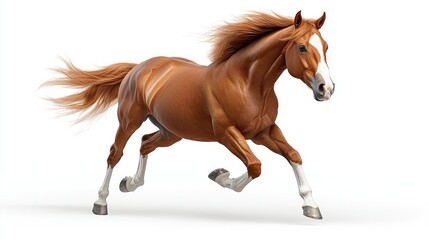 Obraz premium Running horse in action studio photography animal portrait white background dynamic motion equine beauty