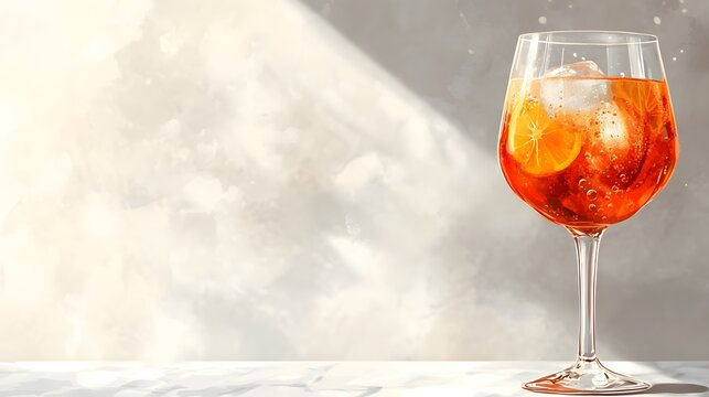 Aperol Spritz Cocktail in Glass with Orange Slices and Ice