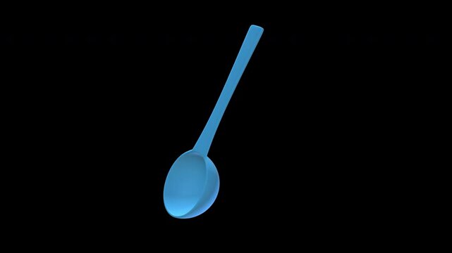Plastic Scoop Spoon Rotating on a Transparent Background. Seamless Loop. 4K