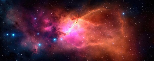 Obraz premium Cosmic abstract background idea. A stunning cosmic nebula showcasing vibrant colors and stellar formations in deep space.