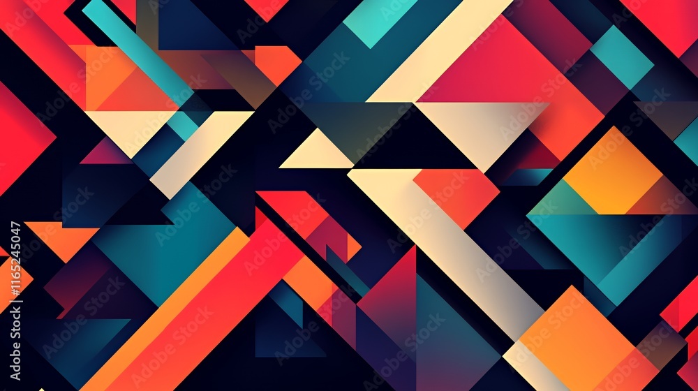 Poster abstract geometric pattern with vivid colors and shapes