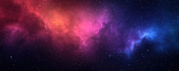 Fototapeta premium Cosmic abstract background idea. A stunning view of a colorful nebula in deep space filled with vibrant galaxies.