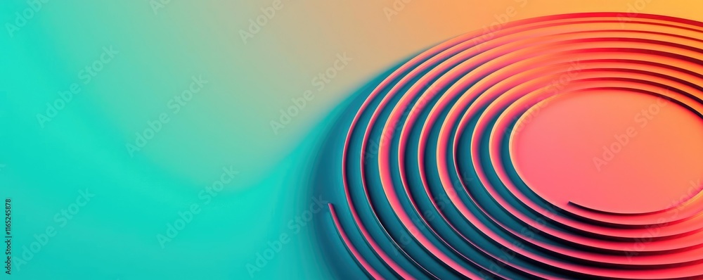 Poster circles abstract background concept. vibrant abstract design with concentric circles on a colorful g