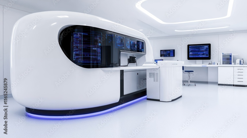Poster modern laboratory space with advanced technology and clean design.