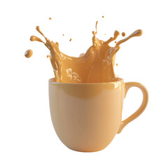 a cup of liquid with a splash of liquid