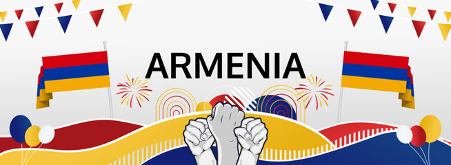 Armenia Independence Day festive banner. 21 September is celebrated as Independence Day of Armenia. Celebration poster banner for National holidays, greetings, promo, travel, and sale