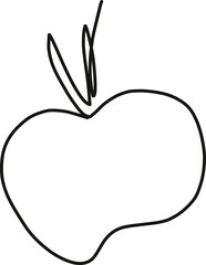 Fototapeta premium hand drawn apple vector silhouette. line art sketch