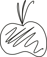 hand drawn apple vector silhouette. line art sketch