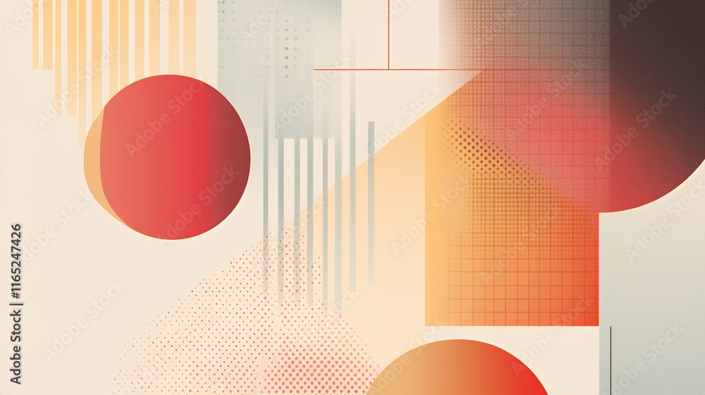 Poster abstract geometric design with circles and lines