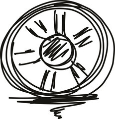 hand drawn wheel vector silhouette. line art sketch