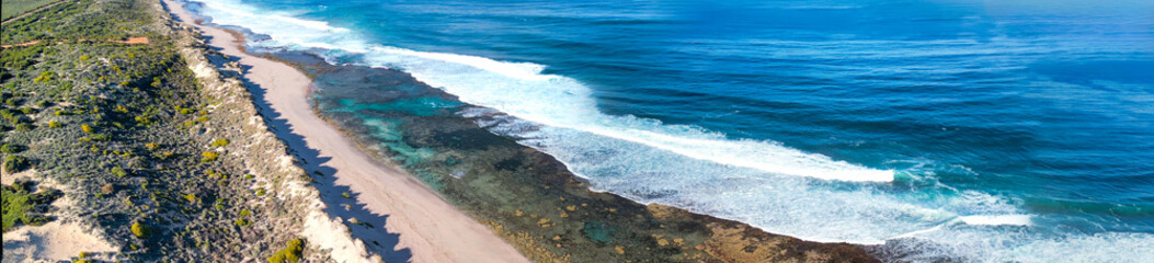 Kalbarri coastal landscape and town captured from above in the springtime