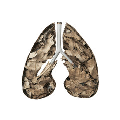 Artistic representation of lungs nature's decay digital artwork transparent background conceptual view