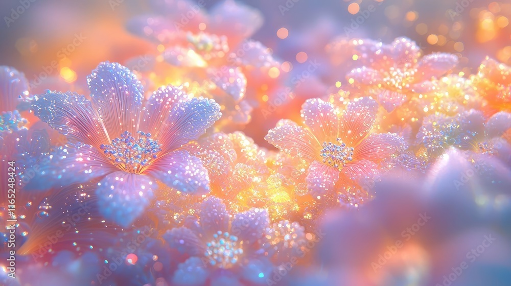 Poster fireworks abstract background concept. beautiful close-up of shimmering flowers glowing with vibrant