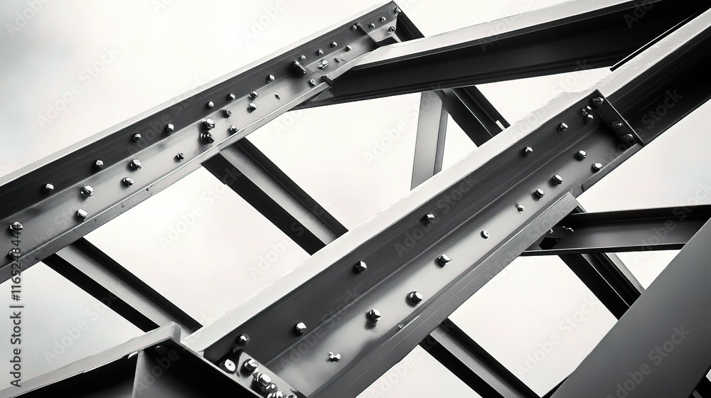 Poster detailed view of steel frame structure in modern architecture