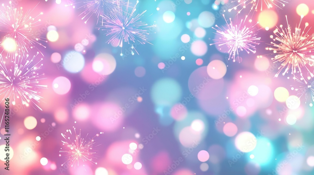 Poster fireworks abstract background concept. colorful bokeh lights and fireworks create a festive, joyful 
