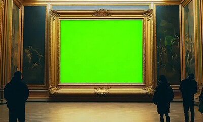 Inside a Museum with a Green Screen Framed in a Gold Sixteenth-Century Italian Frame