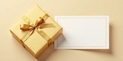 Elegant Gold Gift Box with Blank Notecard for a Special Occasion