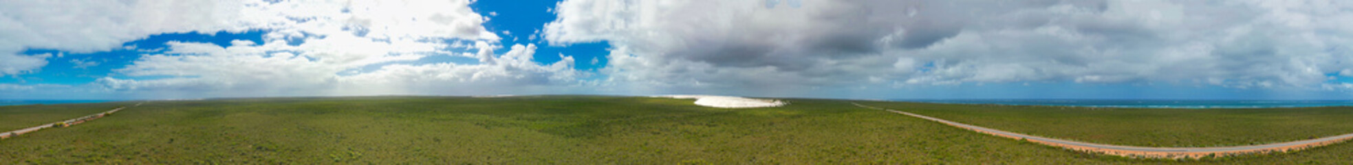 Breathtaking aerial shot of the golden sand dunes at Lancelin, Western Australia