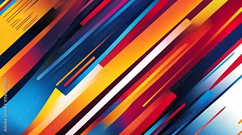 Poster abstract diagonal lines vibrant color design