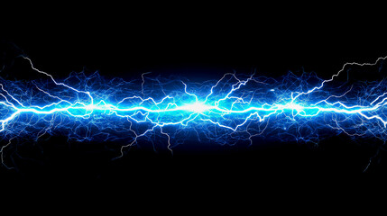 Fototapeta premium Energy shock wave: a blue shockwave that spreads from the center point, illuminating the entire black background
