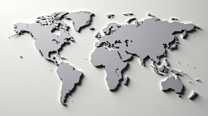 Elevated World Map Global Perspective in Three Dimensions