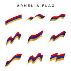 Armenian Country Flag Vector Pack in Waving Style. For design elements with the concept of celebrating Armenian holidays.