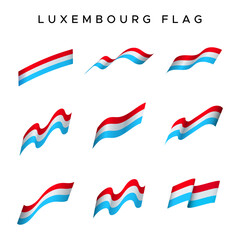 Luxembourg Country Flag Vector Pack with Waving Style. For design elements with the concept of celebrating Luxembourg's big day.
