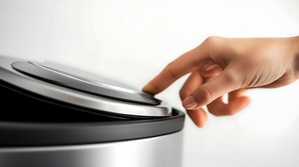 Hand Opening Modern Stainless Steel Trash Can