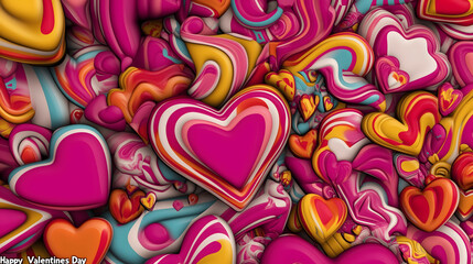 Valentine&rsquo;s Day 3D Heart Design &ndash; Romantic Pink and Red Abstract Artwork, Perfect for Love Celebration, Couples, and Special Occasions &ndash; High-Quality Vibrant Colors and Festive Decoration for Cards an